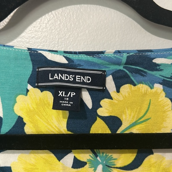 Lands End Tropical Floral Sleeveless Vneck Knit Dress Sz XL/P - Picture 2 of 4